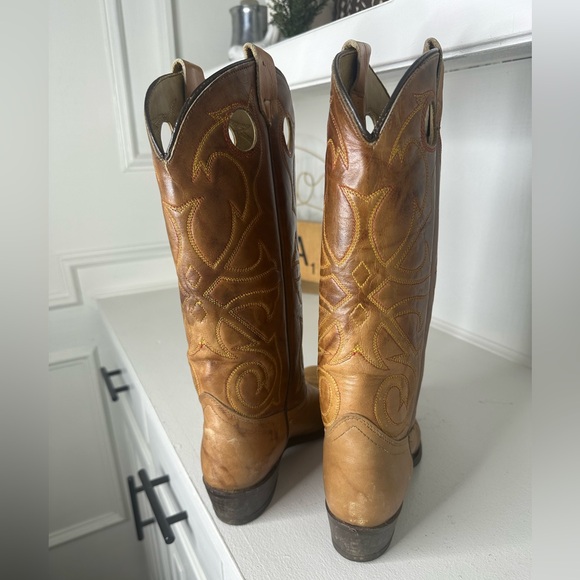 Vintage Texas Country Western Boots Tan Leather Women’s 7M - Made in USA - Picture 5 of 9